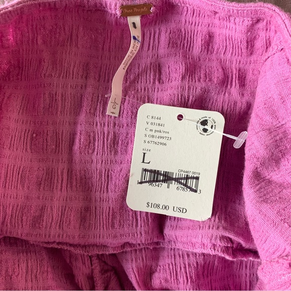 Free People Nya Maxi Dress Size Large Pink Boho Plunge Neck Cut Out Split - Picture 8 of 9